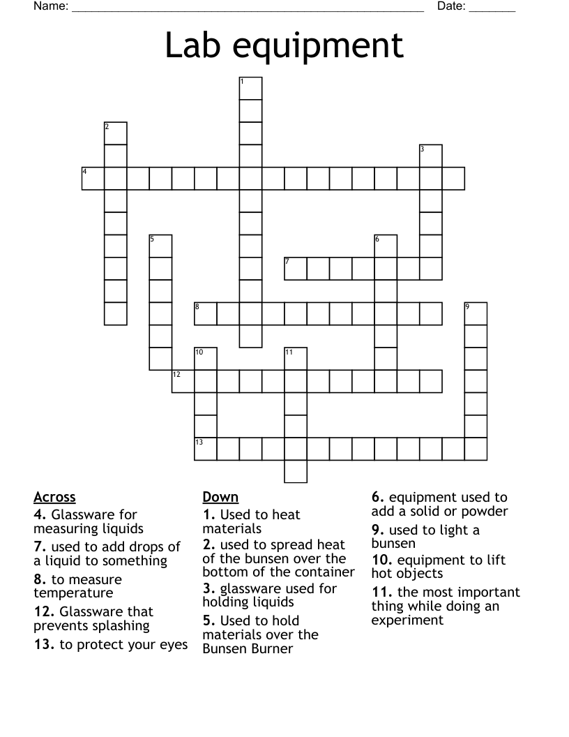 Lab equipment Crossword