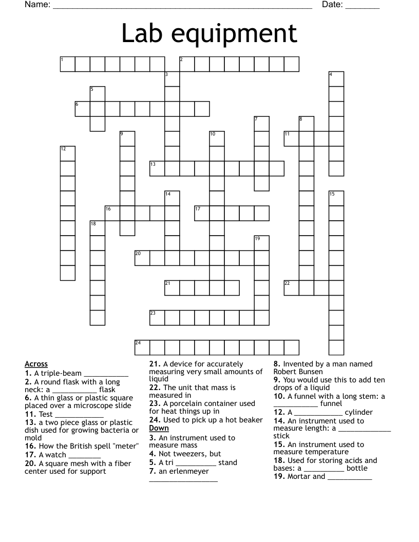 Lab equipment Crossword