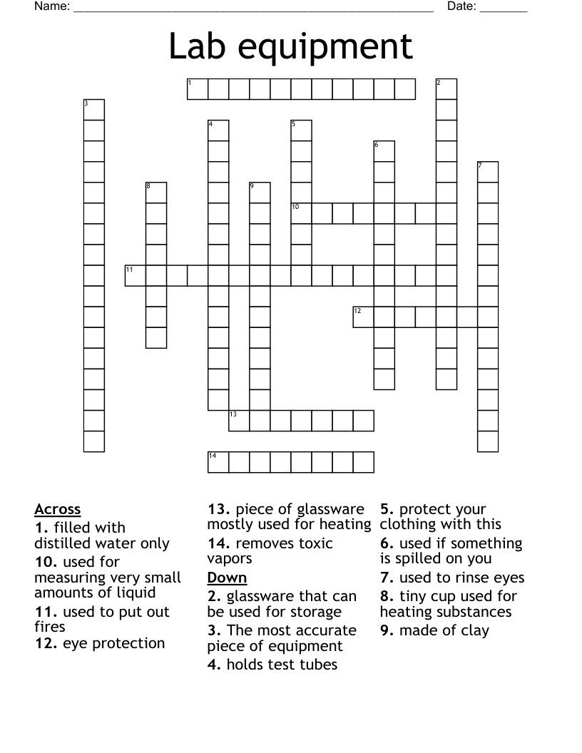 Lab equipment Crossword