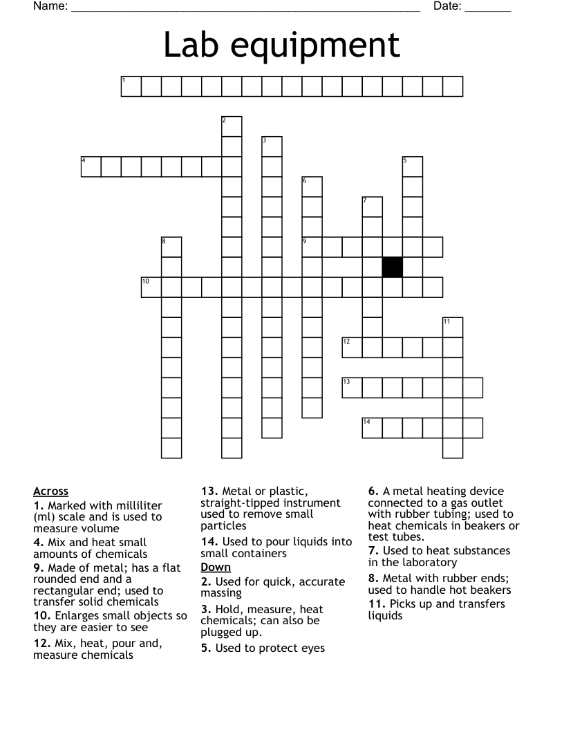 Lab equipment Crossword