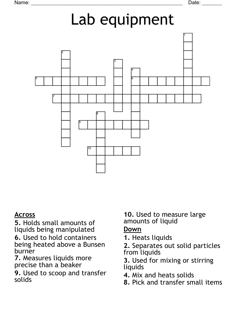 Lab equipment  Crossword