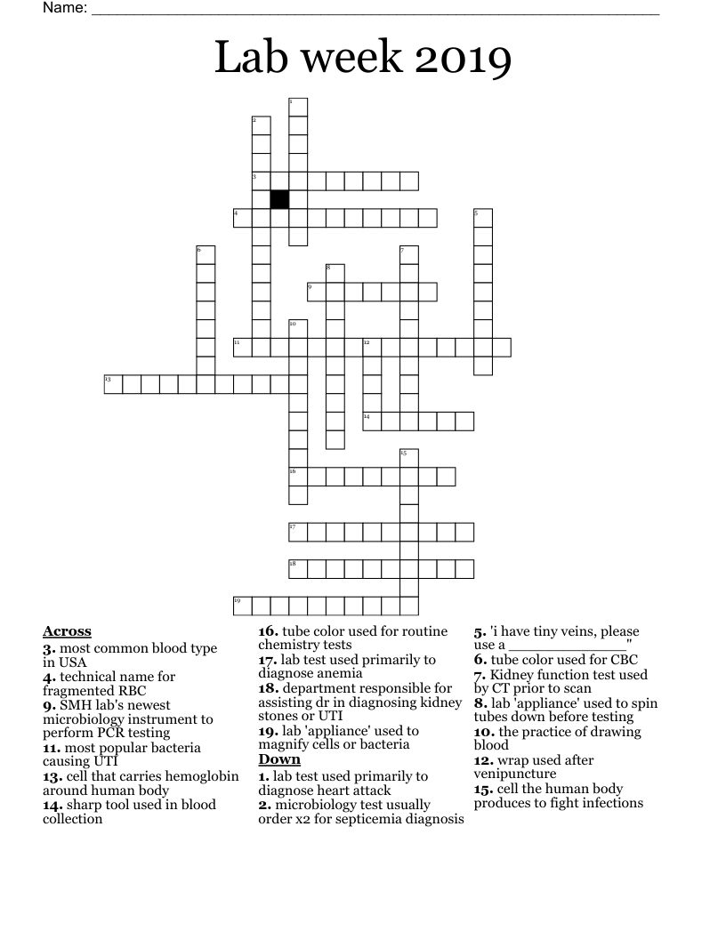 Lab week 2019 Crossword