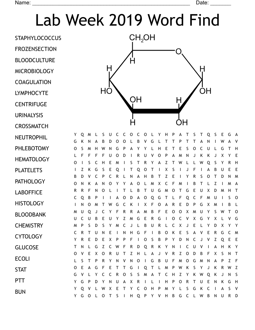 Lab Week 2019 Word Find Word Search