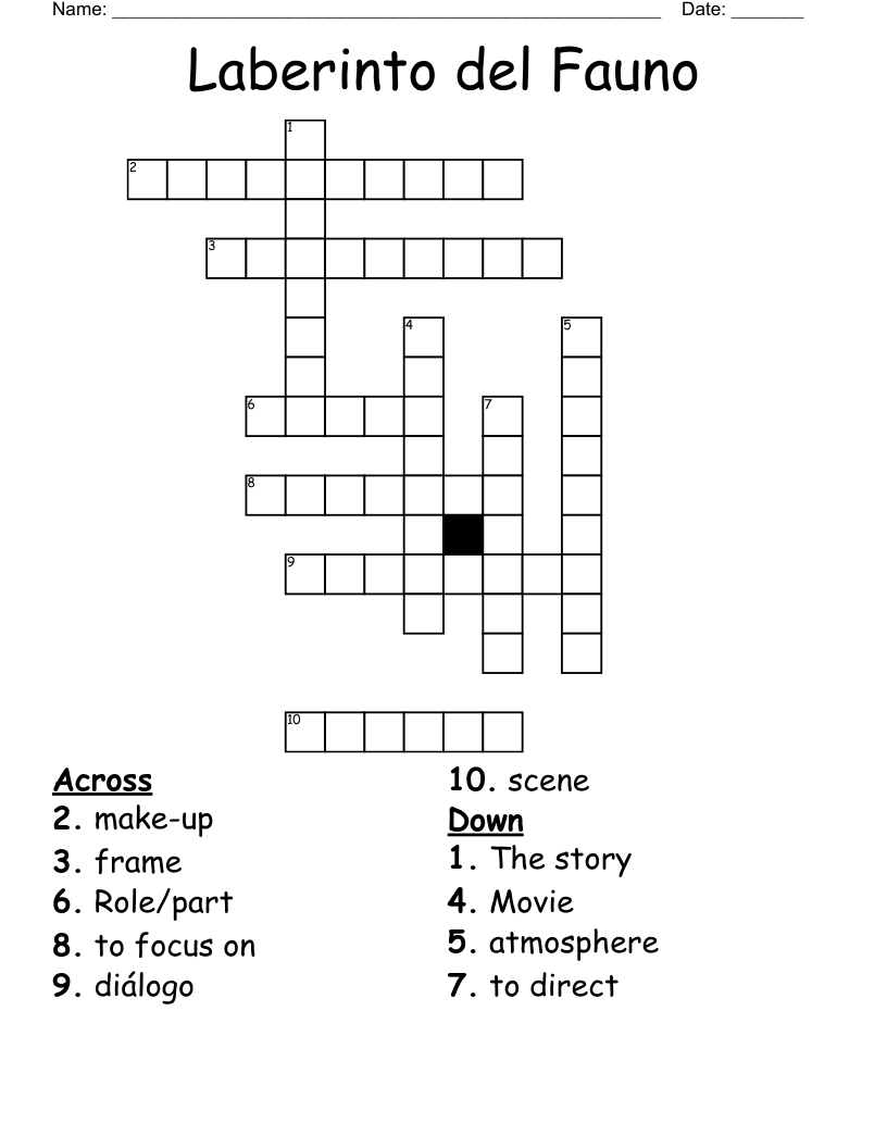 Laberinto del Fauno Crossword