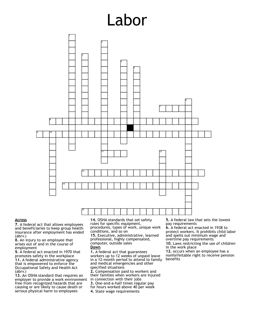 Labor Crossword