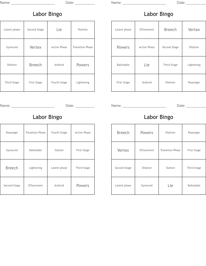 Labor Bingo