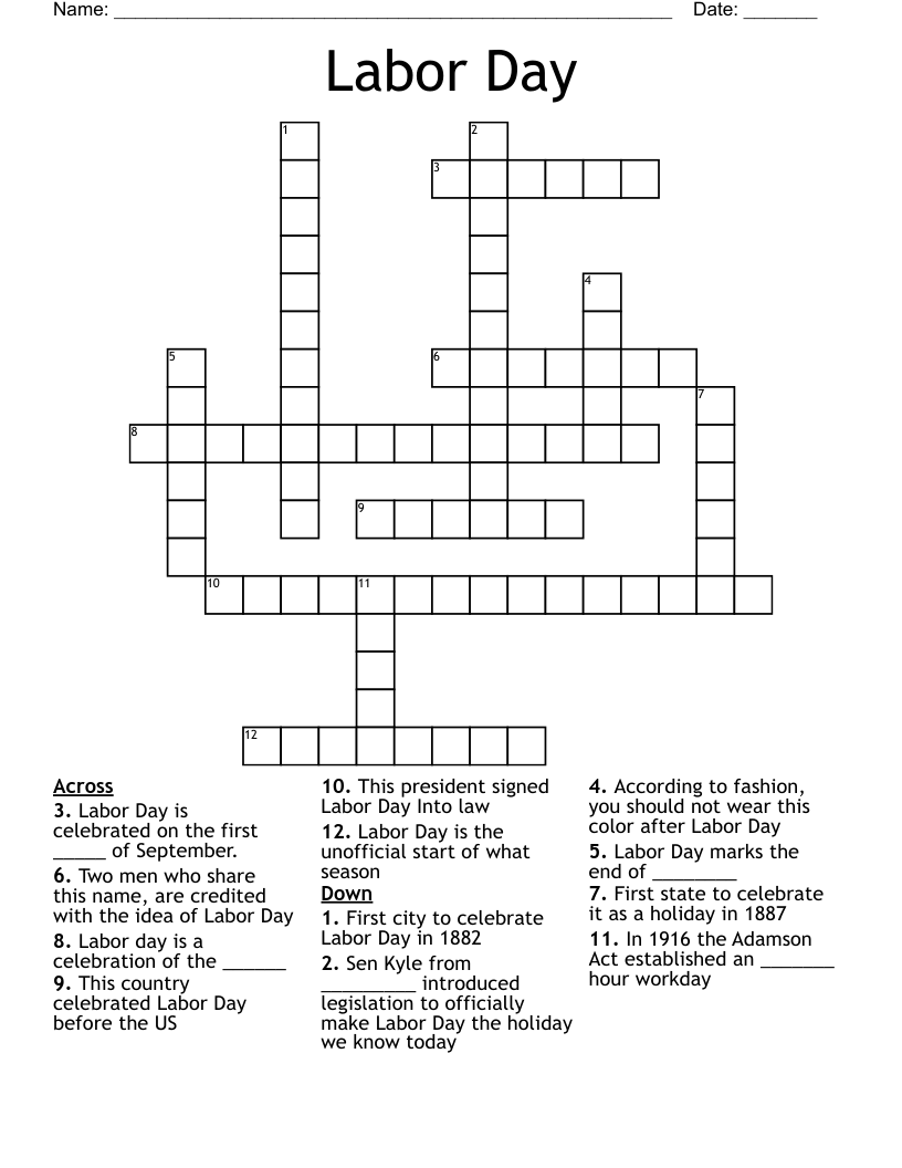 Labor Day  Crossword