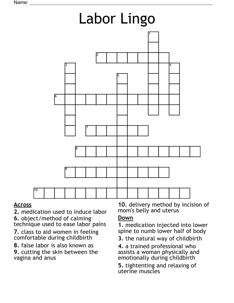Labor Lingo Crossword