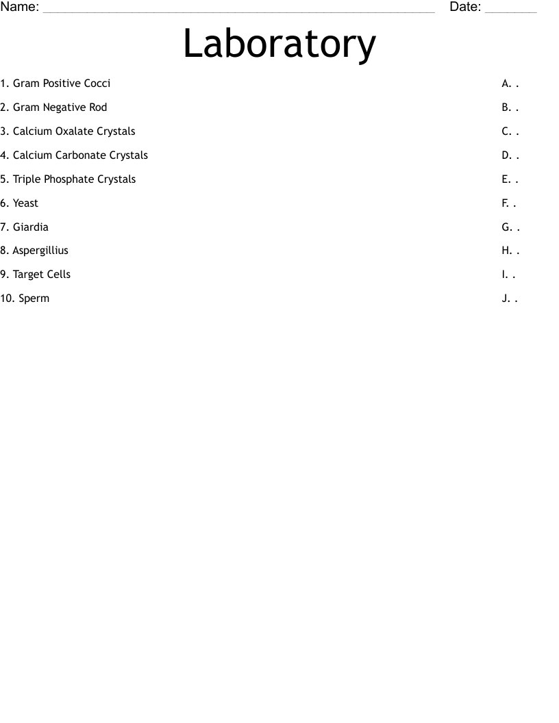 Laboratory Worksheet