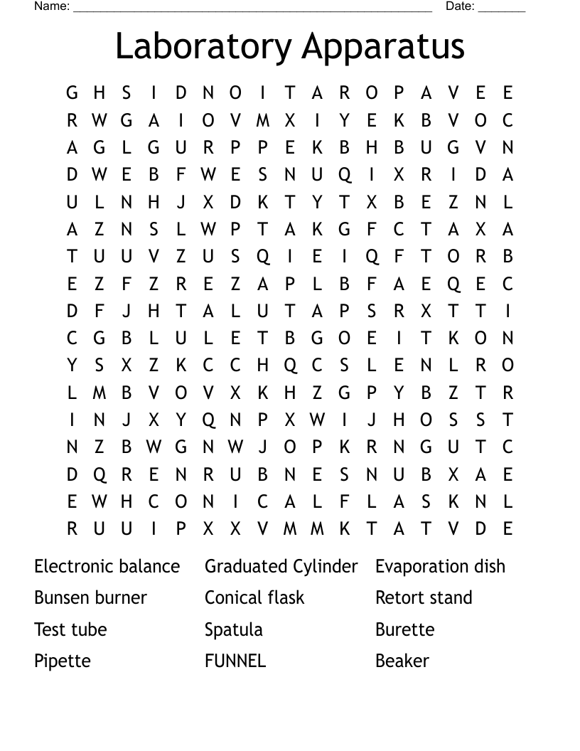 Laboratory Apparatus Word Search