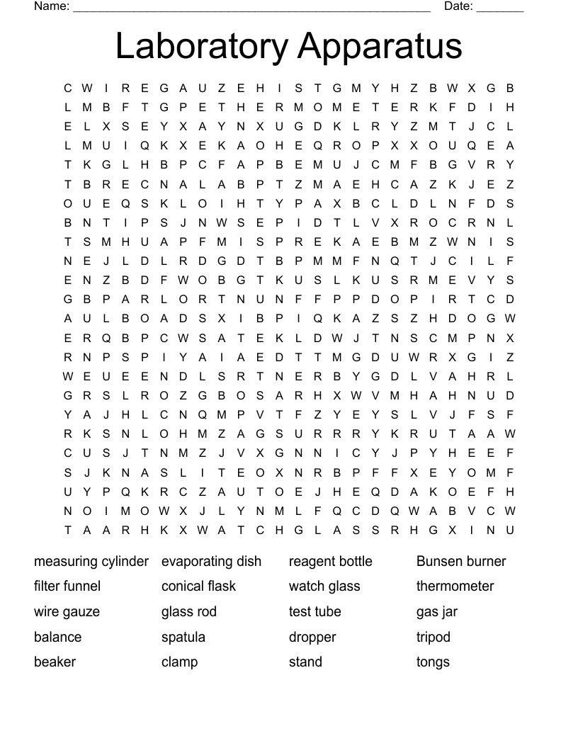 Laboratory Apparatus Word Search
