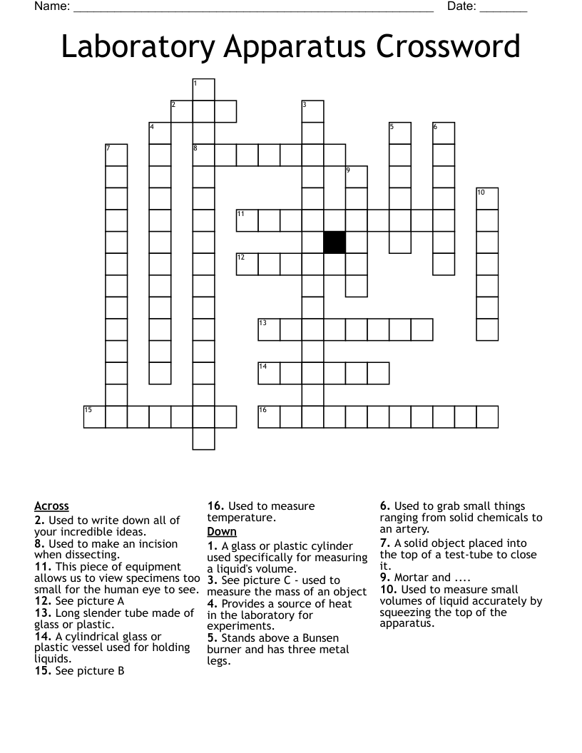 Laboratory Apparatus Crossword