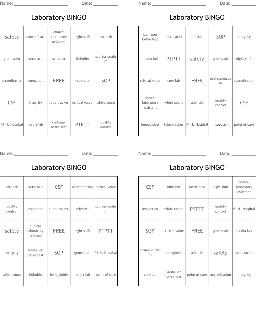 Laboratory BINGO