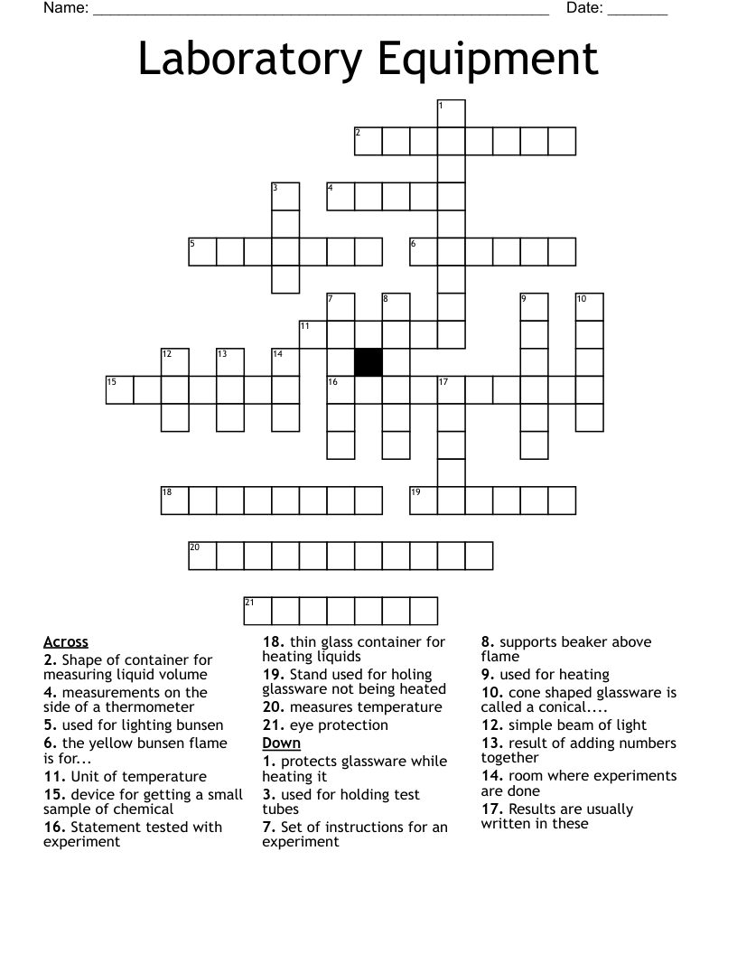 Laboratory Equipment Crossword