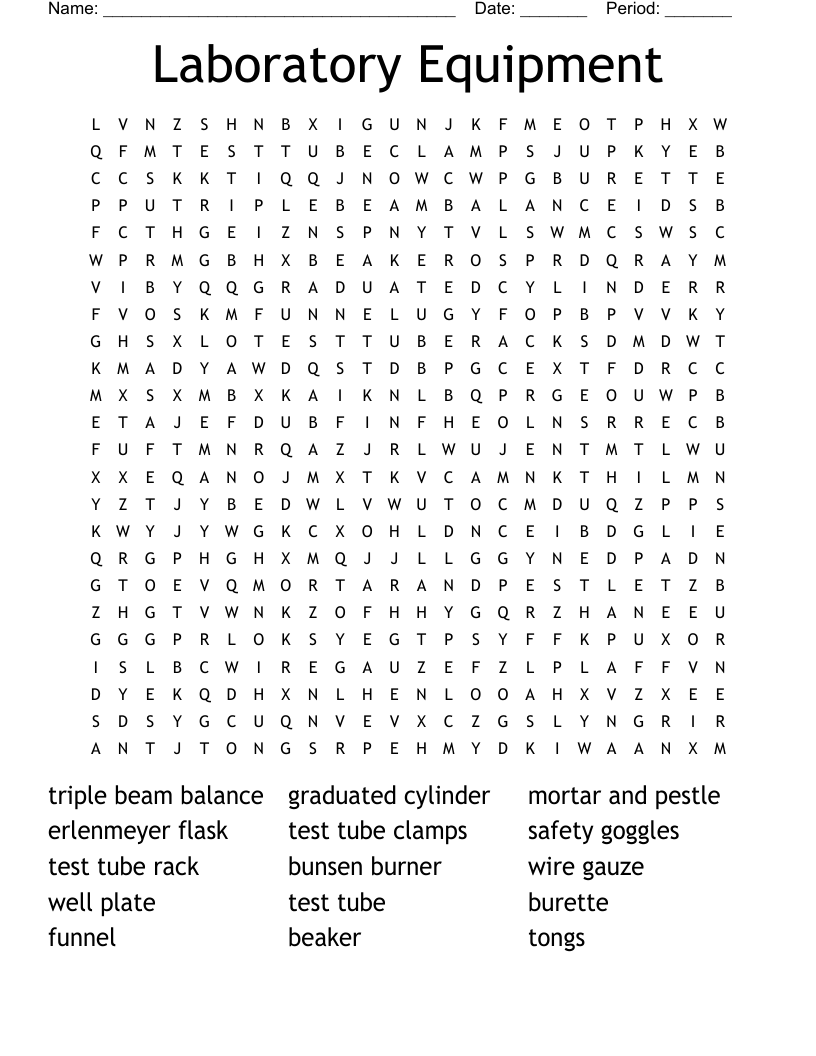 Laboratory Equipment Word Search