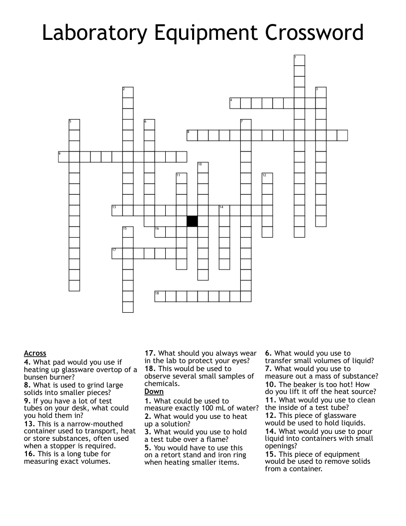 Laboratory Equipment Crossword