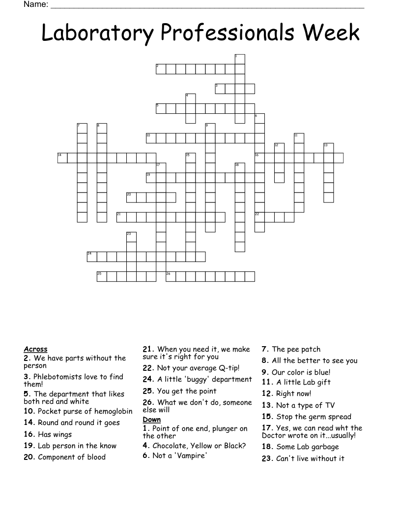 Laboratory Professionals Week Crossword