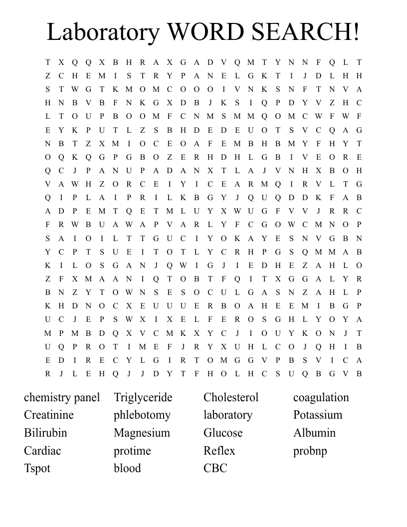 Laboratory WORD SEARCH! 