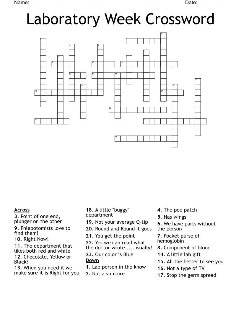 Laboratory Week Crossword