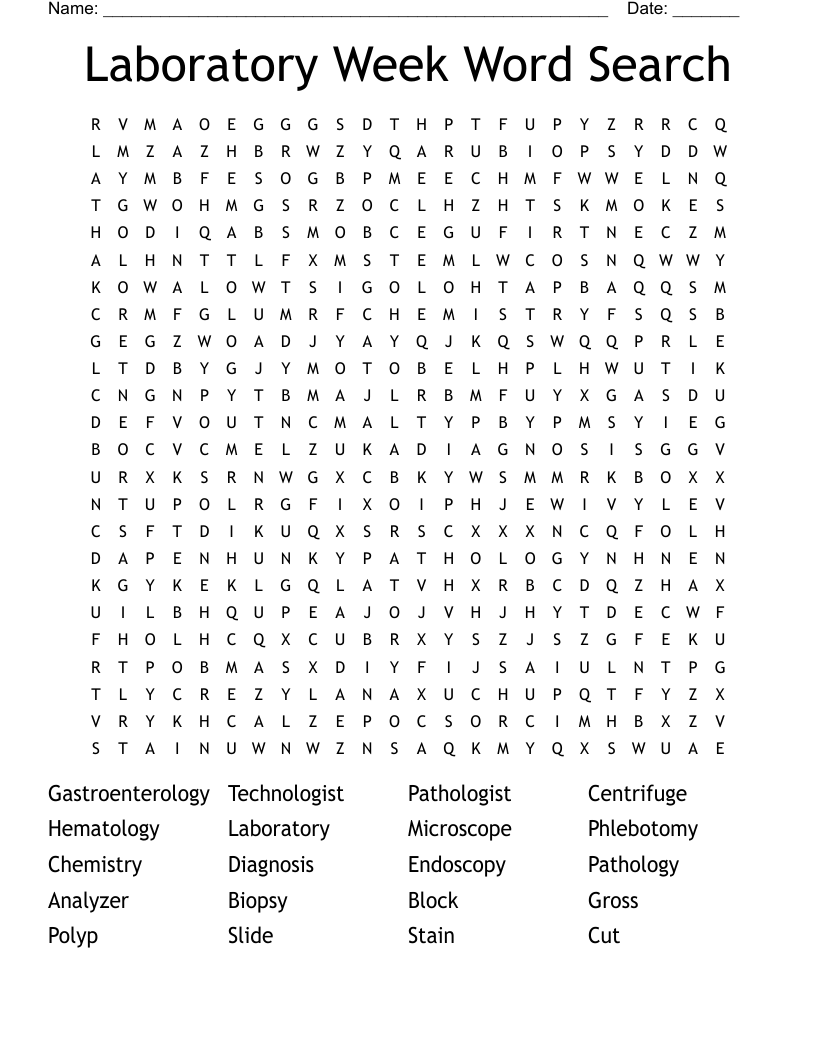 Laboratory Week Word Search