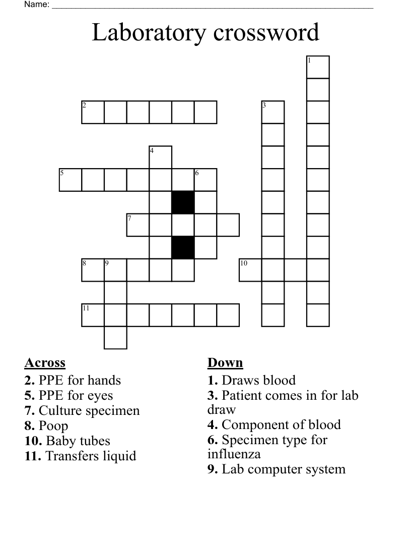 Laboratory crossword