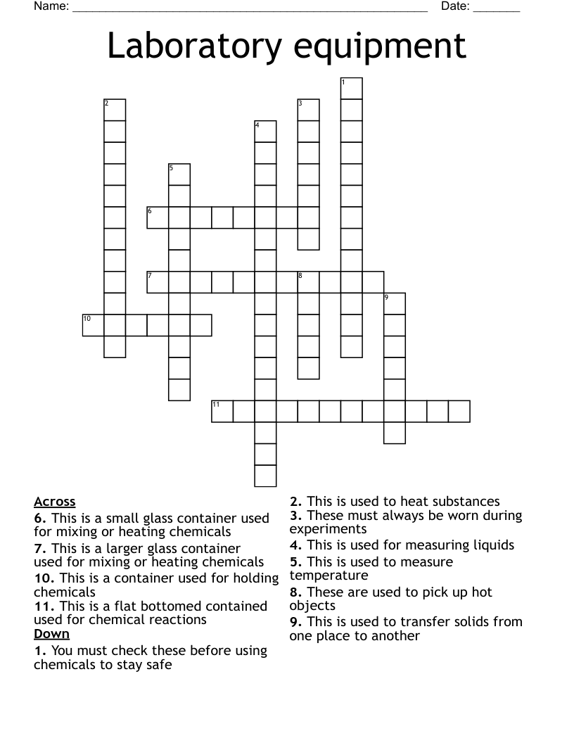 Laboratory equipment Crossword