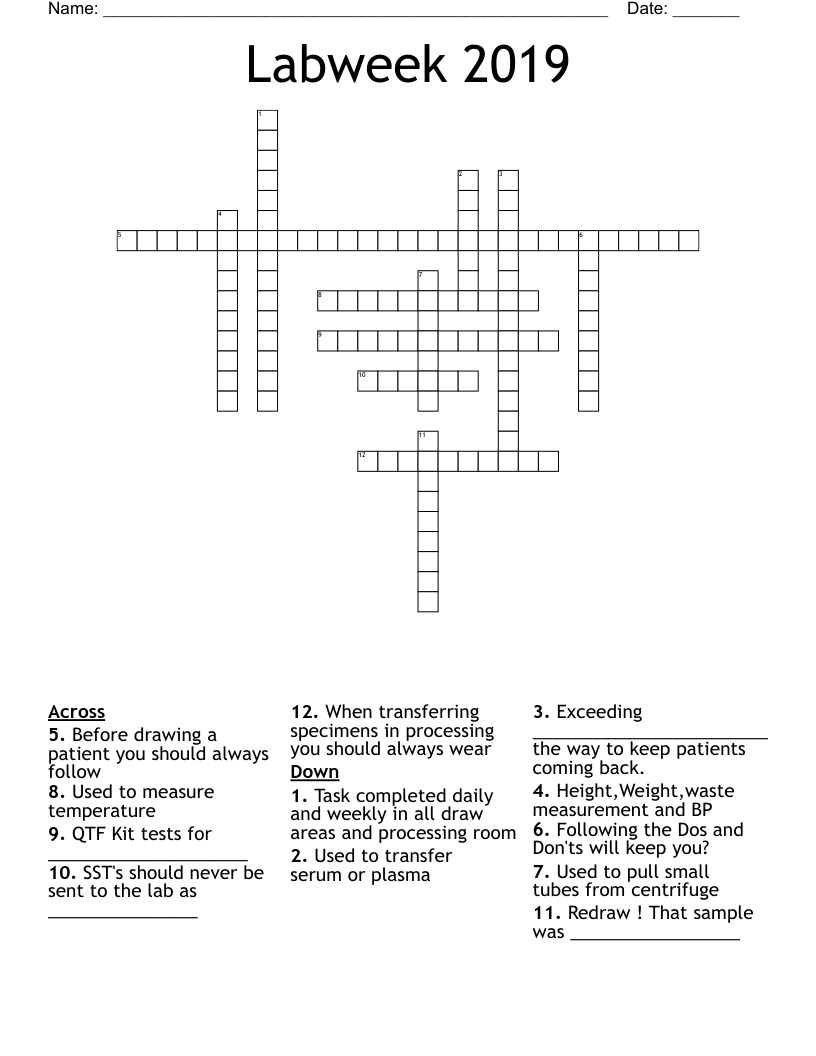 Labweek 2019 Crossword