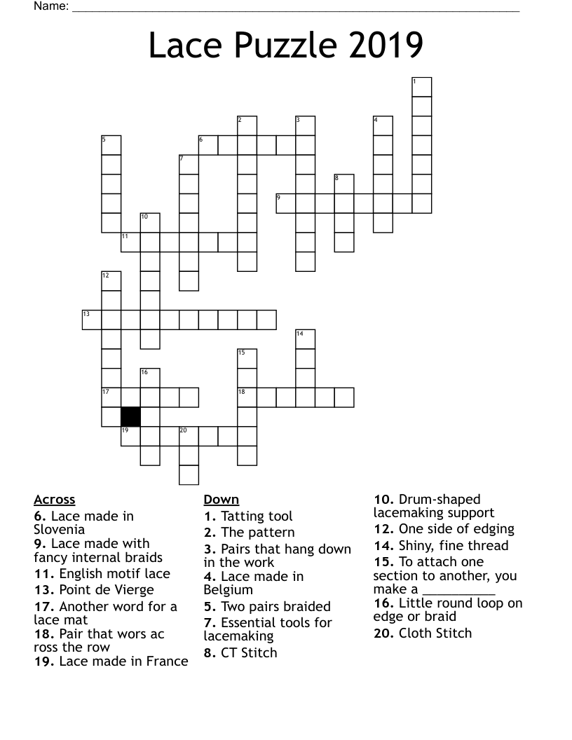 Lace Puzzle 2019 Crossword
