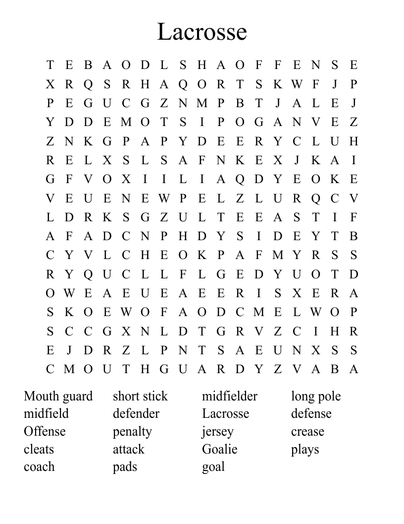 Lacrosse Word Search