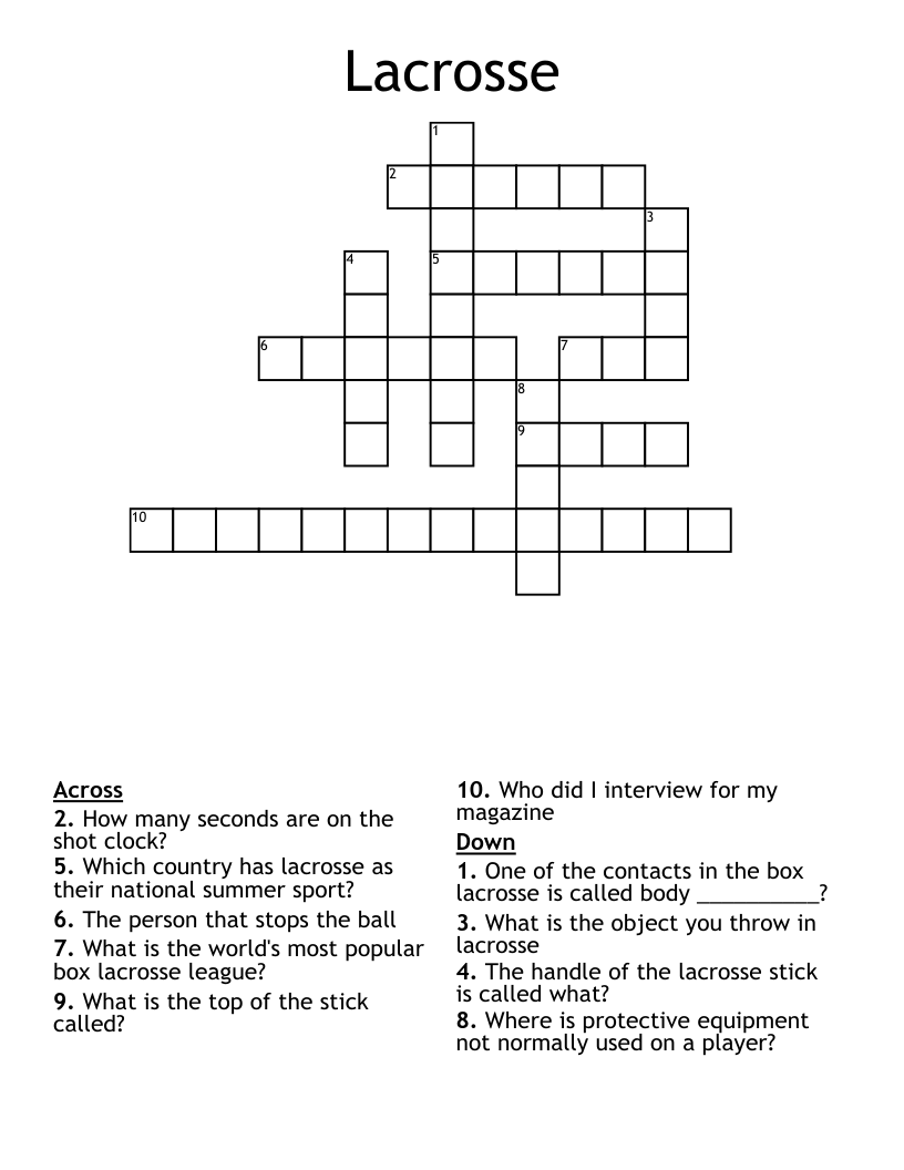 Lacrosse Crossword
