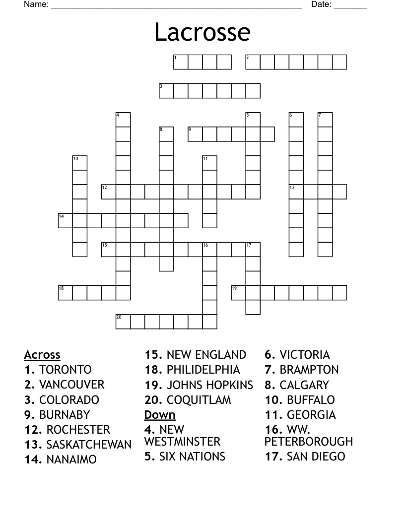 Lacrosse Crossword