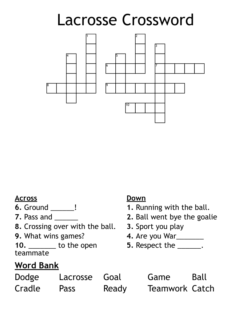 Lacrosse Crossword