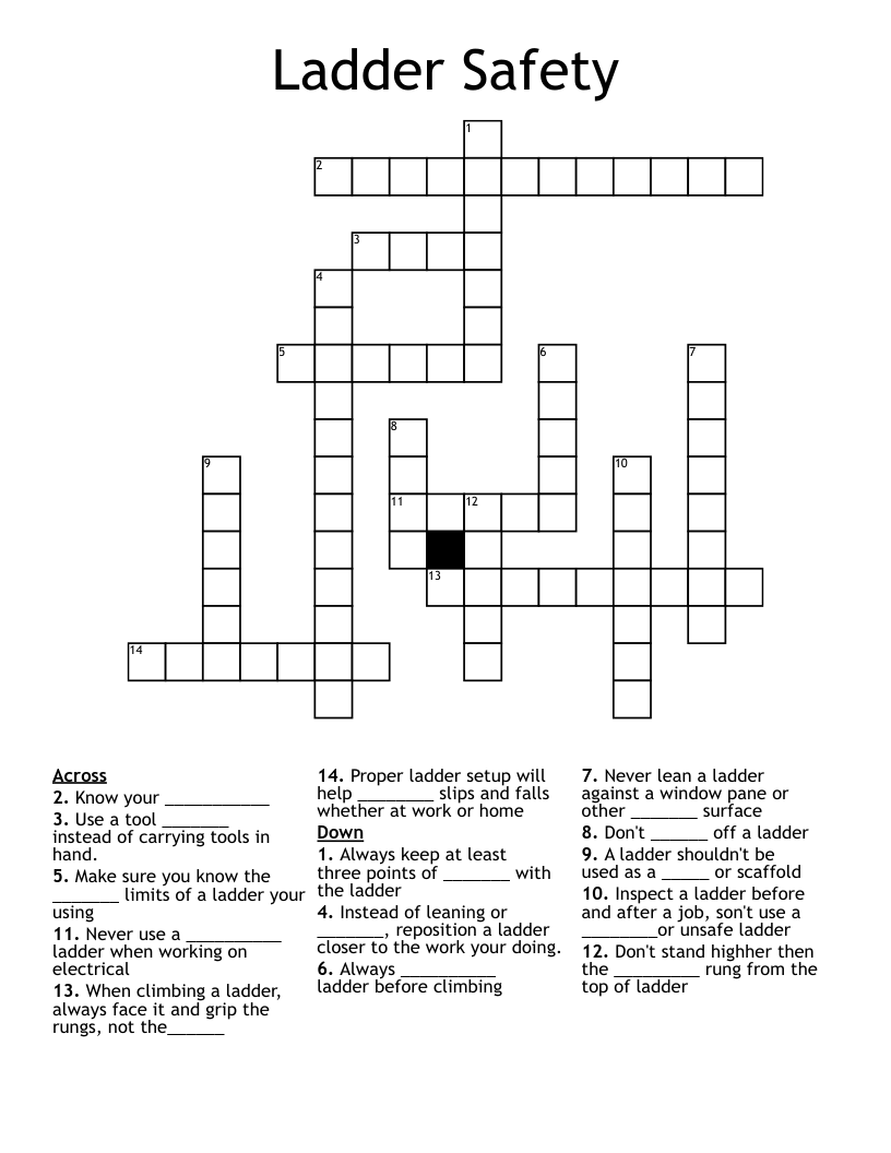 Ladder Safety Crossword