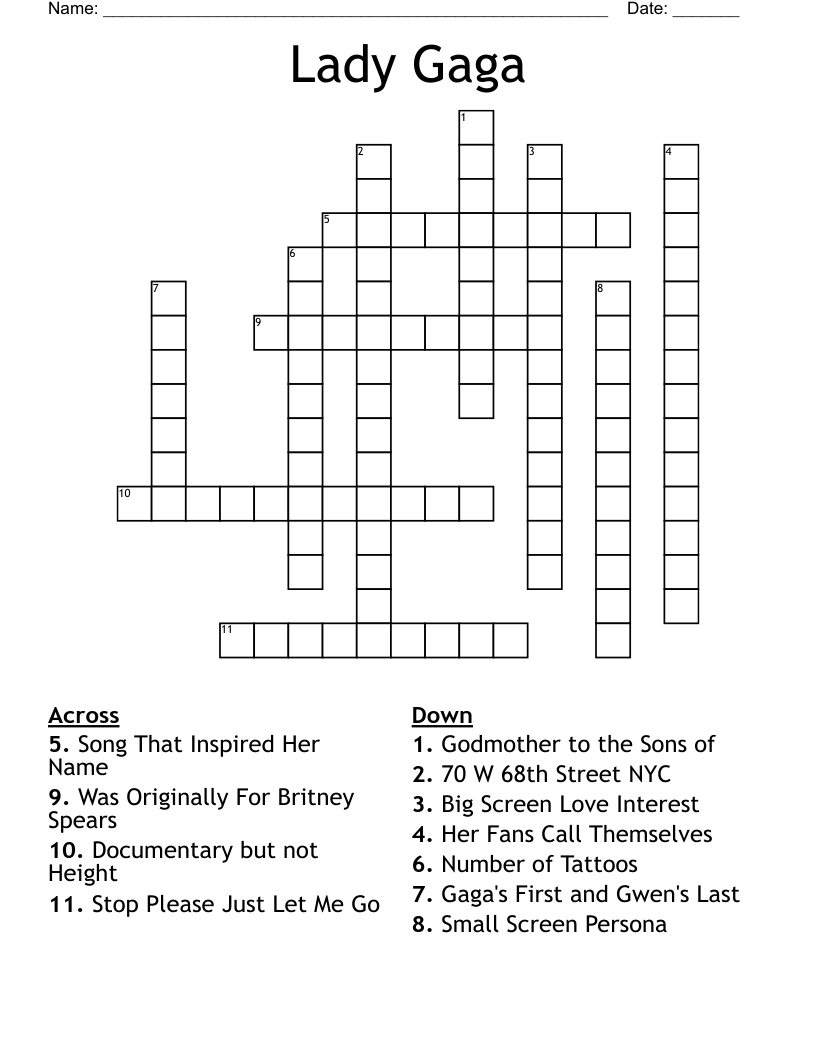Lady Gaga Crossword