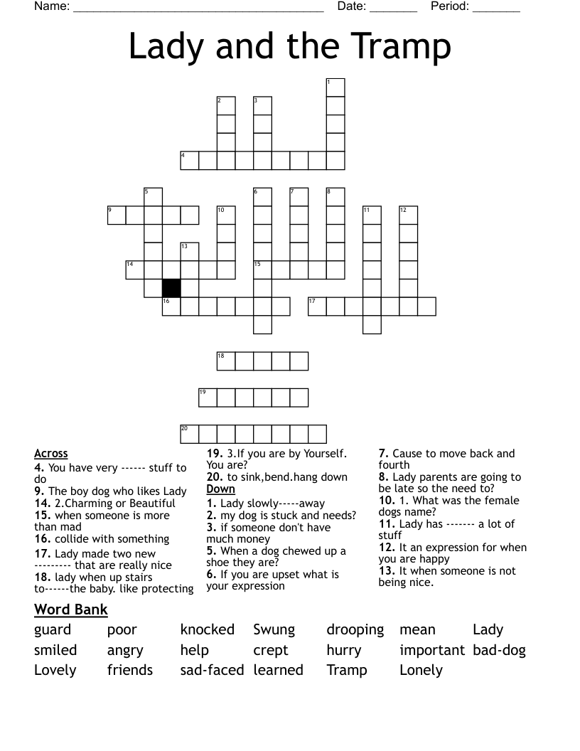 Lady and the Tramp Crossword