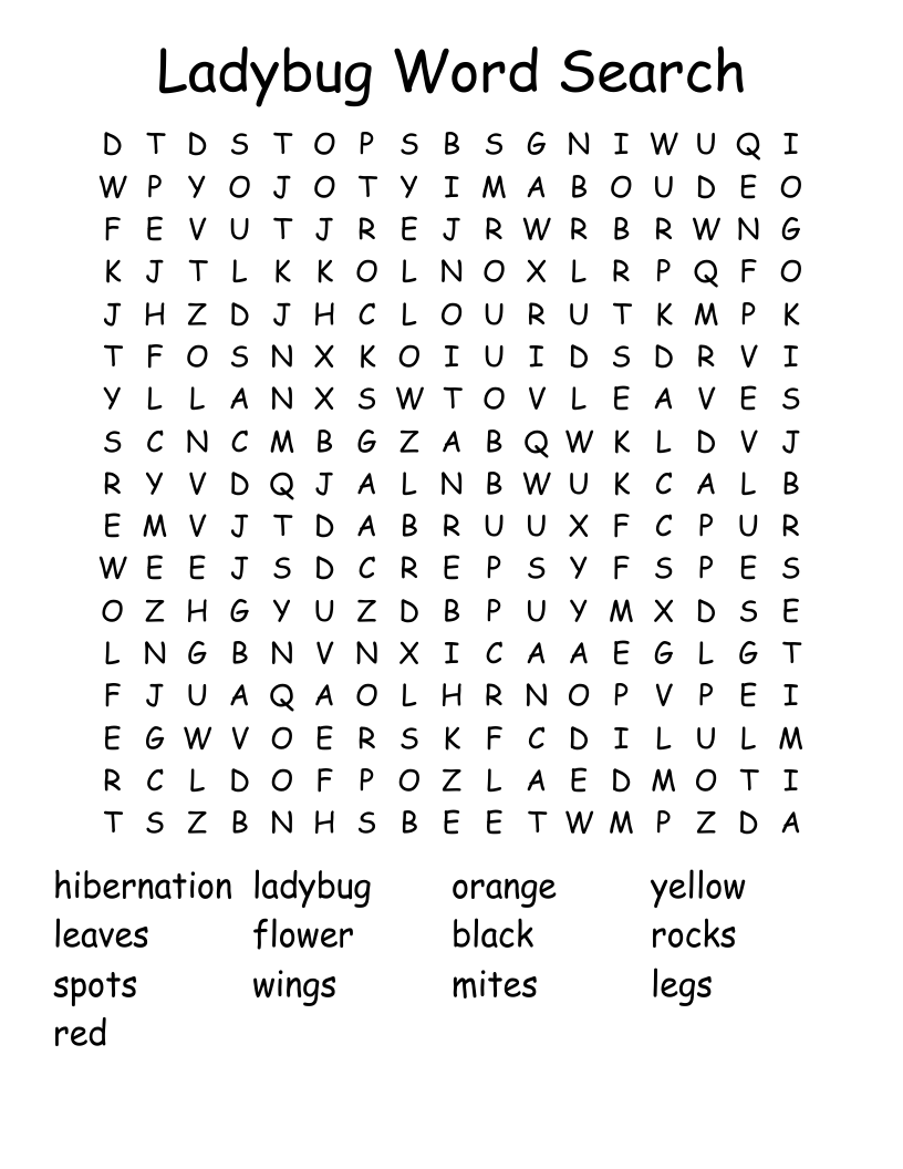Ladybug Word Search