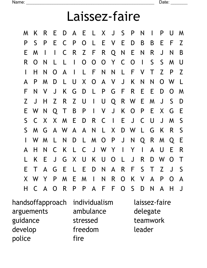 Laissez-faire Word Search