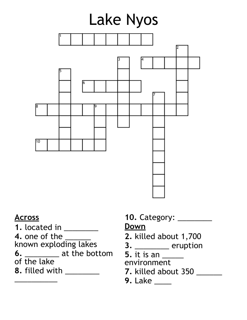 Lake Nyos Crossword