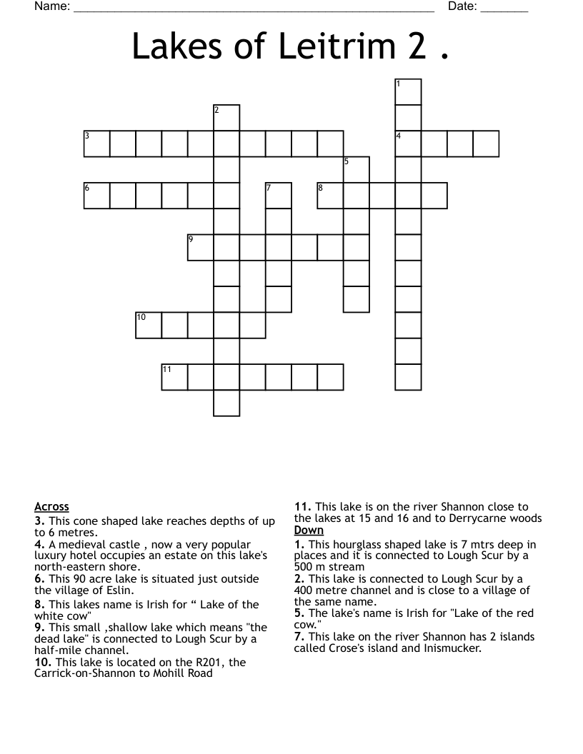 Lakes of Leitrim 2 . Crossword