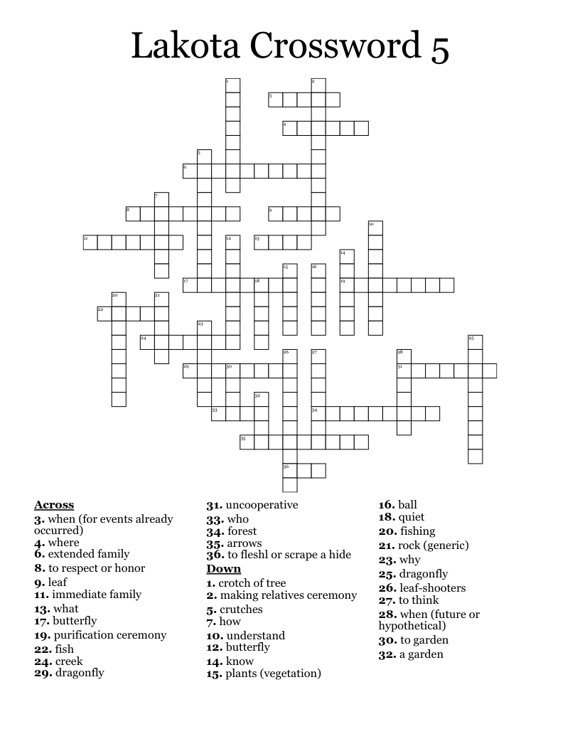 Lakota Crossword 5