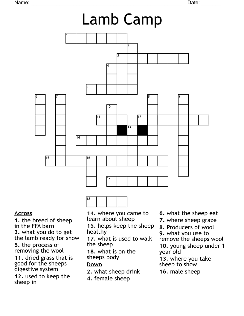 Lamb Camp  Crossword