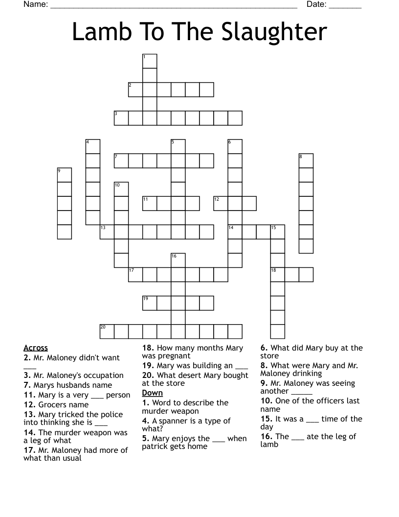 Lamb To The Slaughter Crossword