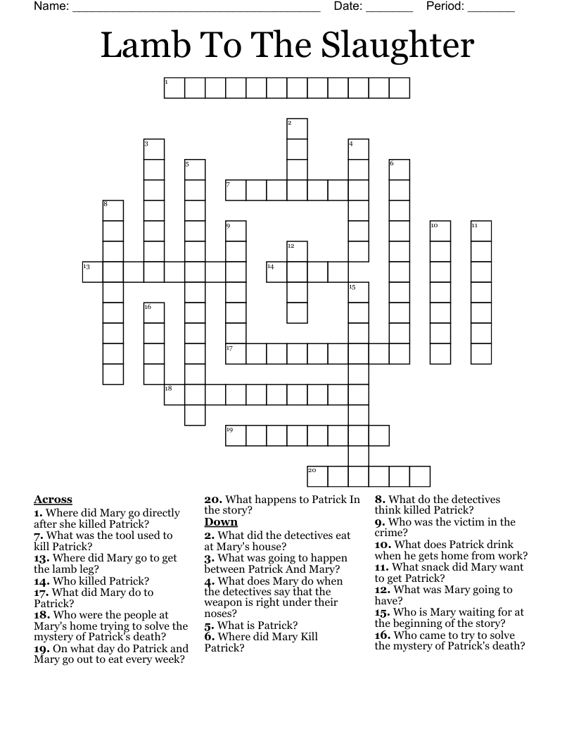 Lamb To The Slaughter Crossword