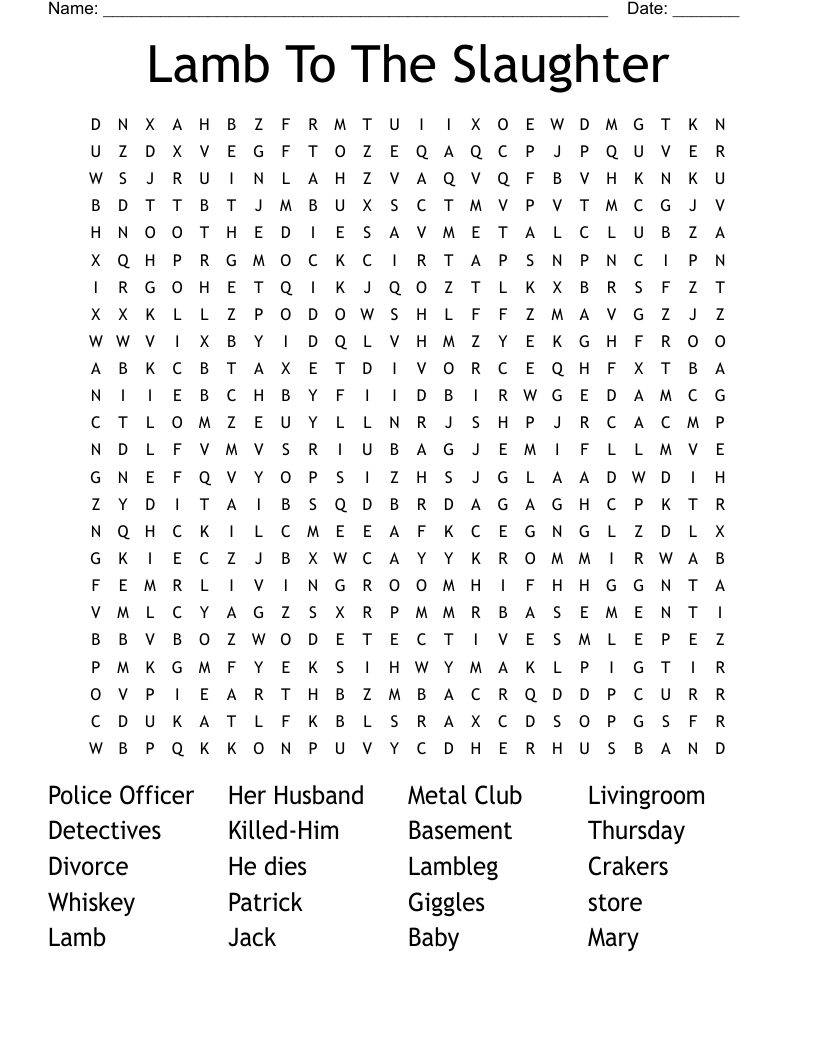 Lamb To The Slaughter Word Search