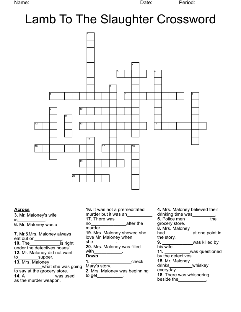 Lamb To The Slaughter Crossword