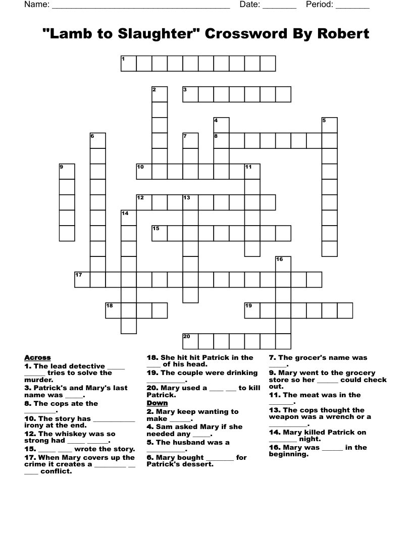 "Lamb to Slaughter" Crossword By Robert
