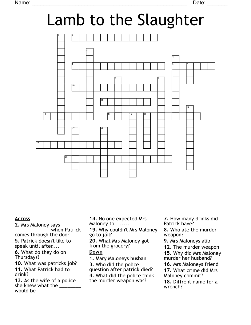 Lamb to the Slaughter Crossword