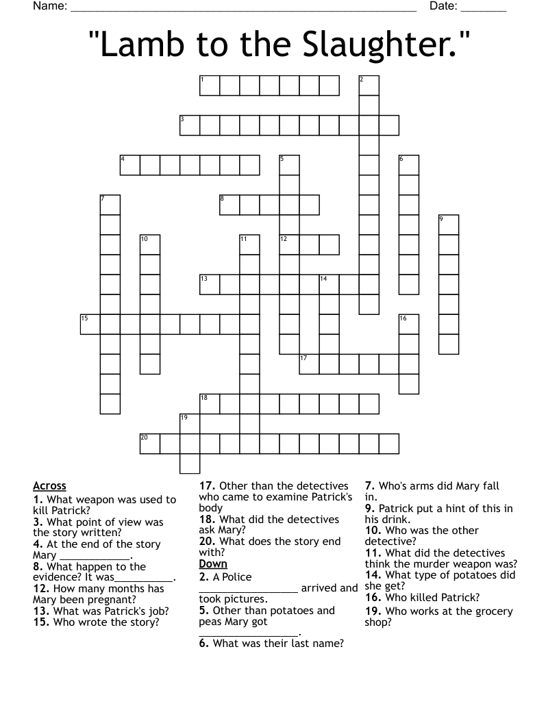 "Lamb to the Slaughter." Crossword
