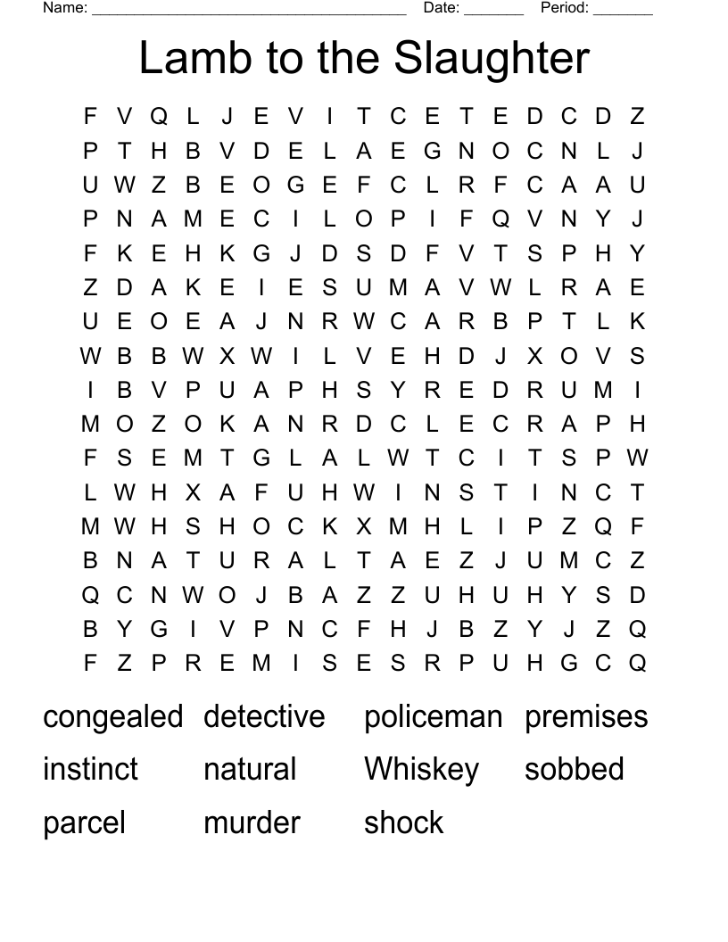 Lamb to the Slaughter Word Search