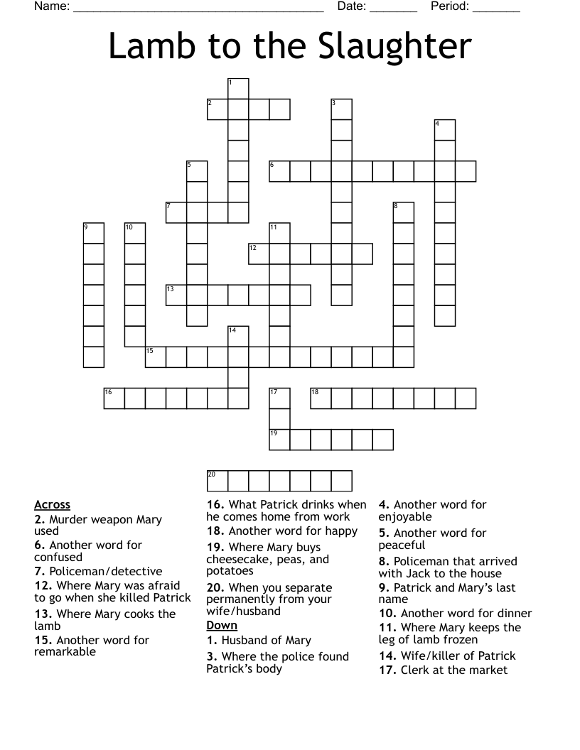 Lamb to the Slaughter  Crossword